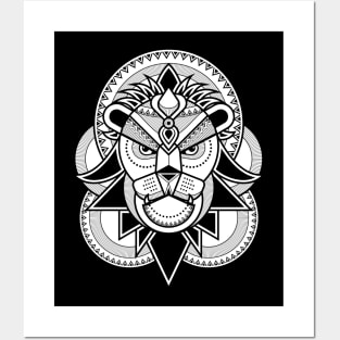 Lion head with crown illustration graphic Posters and Art